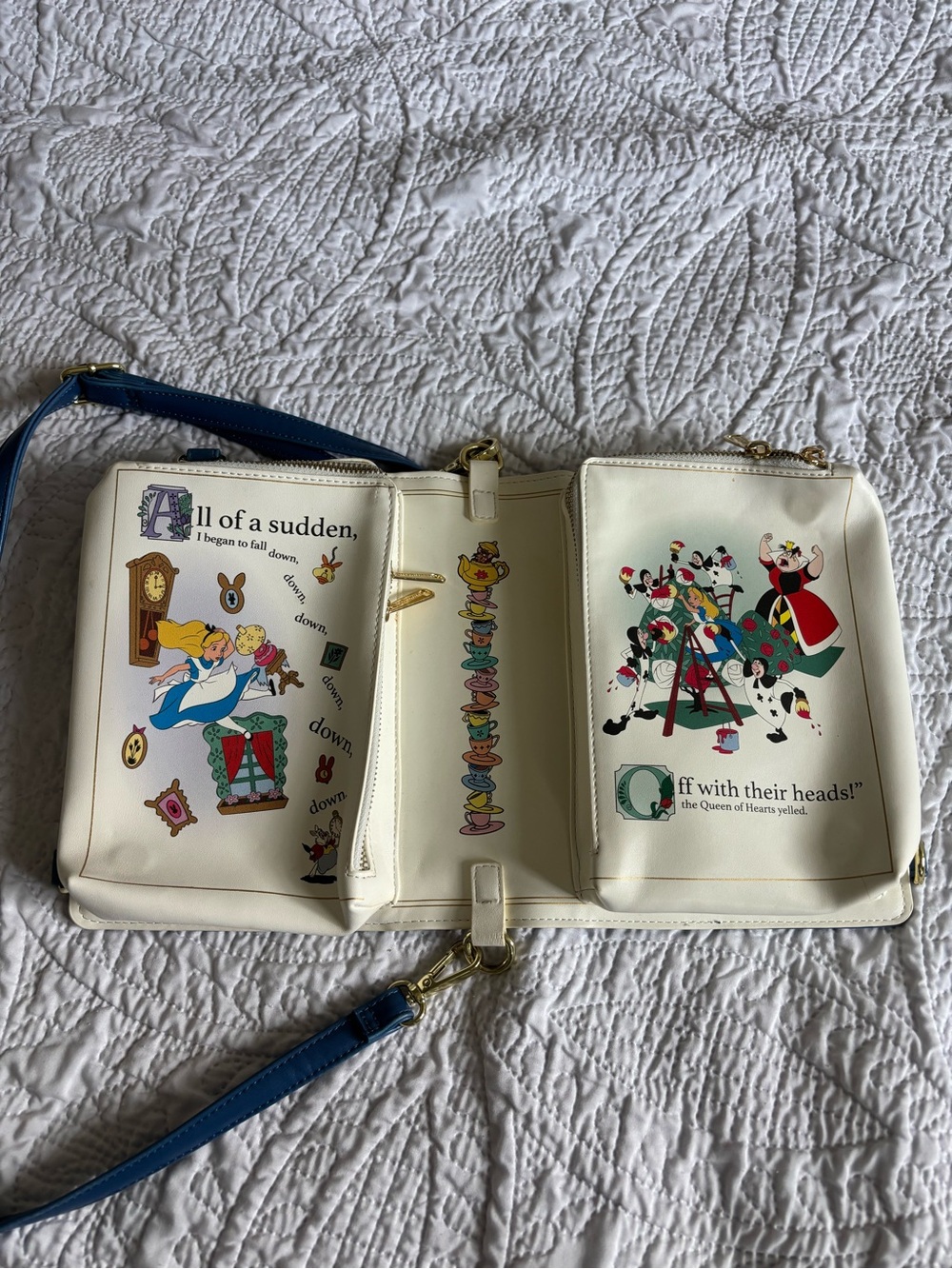 Loungefly Blue Alice in Wonderland Storybook Crossbody with Floral Print - Picture 5 of 10